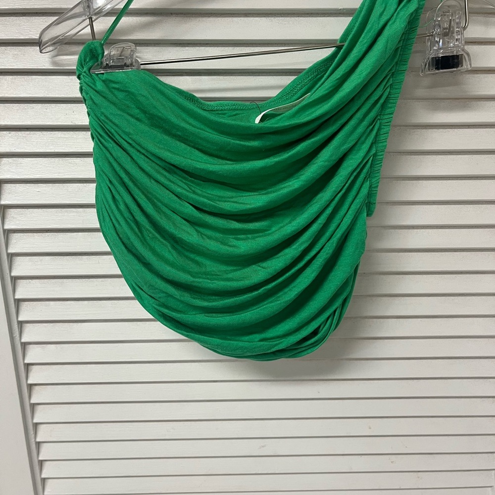 NWT✨IDEM DITTO✨Green Draped Women's one shoulder top✨small - Picture 3 of 3